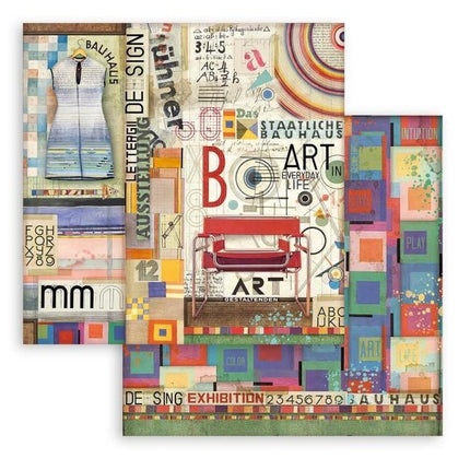Papier de scrapbooking recto verso - Bauhaus Art