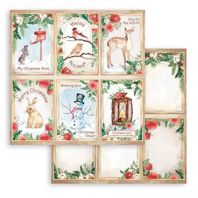 Papier de scrapbooking recto verso - Cartes maison romantique pour les fêtes