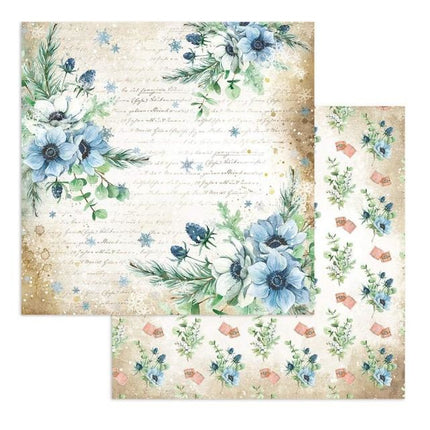Papier de scrapbooking recto verso - Fleurs d'hiver cosy romantiques