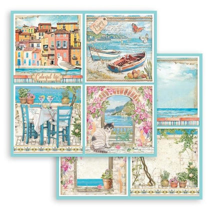 Papier de scrapbooking recto verso - Blue Dream 4 cartes
