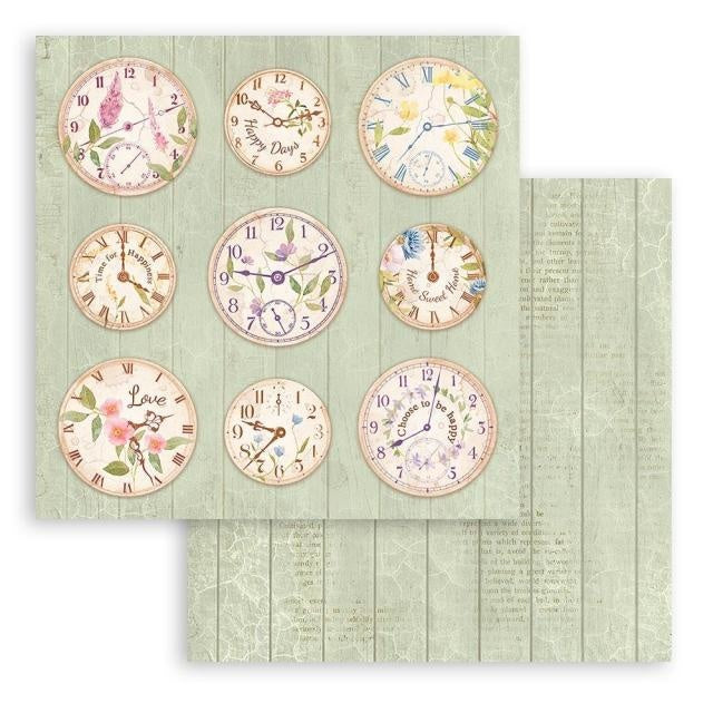 Papier de scrapbooking recto verso - Create Happiness Welcome Home, horloges