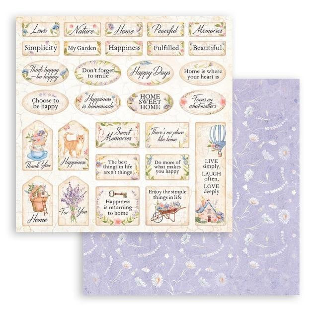 Papier de scrapbooking recto verso - étiquettes Create Happiness Welcome Home