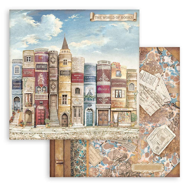 Papier de scrapbooking recto verso - Vintage Library Le monde du livre