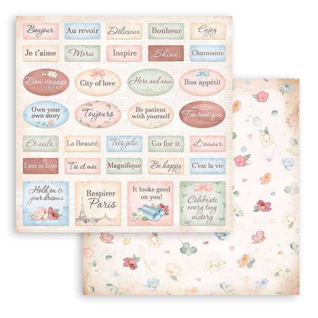 Papier de scrapbooking recto verso - Create Happiness Oh là là étiquettes