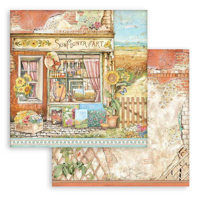 Papier de scrapbooking recto verso - Boutique Sunflower Art