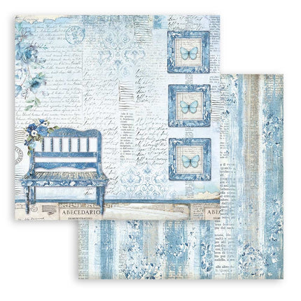 Papier de scrapbooking recto verso - banc Blue Land