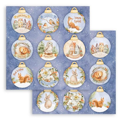 Papier de scrapbooking recto verso - Winter Valley, boules
