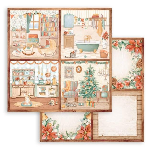 Papier de scrapbooking recto verso - All Around Christmas 4 cartes