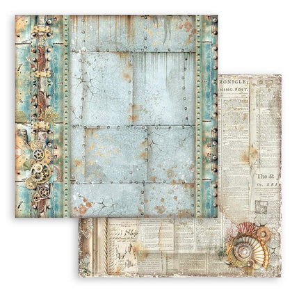 Papier de scrapbooking recto verso - Songs of the Sea bordure mécanique