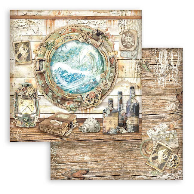 Papier de scrapbooking recto verso - Songs of the Sea hublots