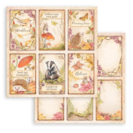 Papier de scrapbooking recto verso - Woodland 6 cartes