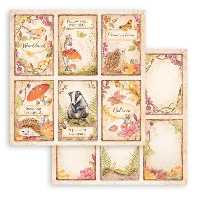 Papier de scrapbooking recto verso - Woodland 6 cartes