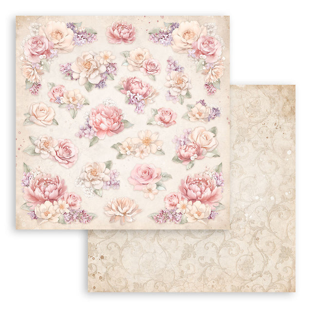 Papier de scrapbooking recto verso - Romance Forever, motif floral