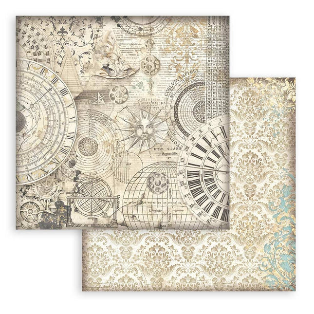 Papier de scrapbooking recto verso - Sir Vagabond in Fantasy World, motif ocre