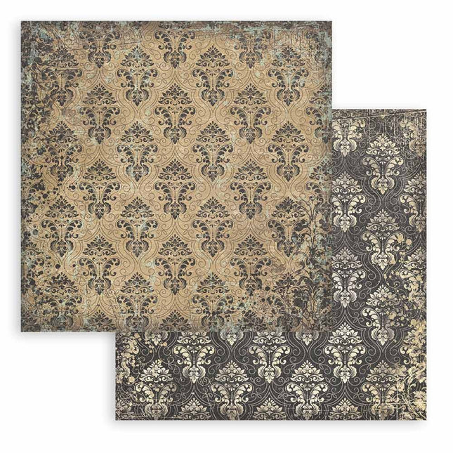 Papier de scrapbooking recto verso - Sir Vagabond in Fantasy World, papier peint ocre