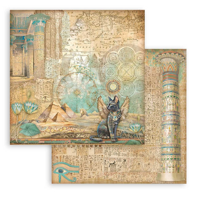 Papier de scrapbooking recto verso - Fortune chat ailé