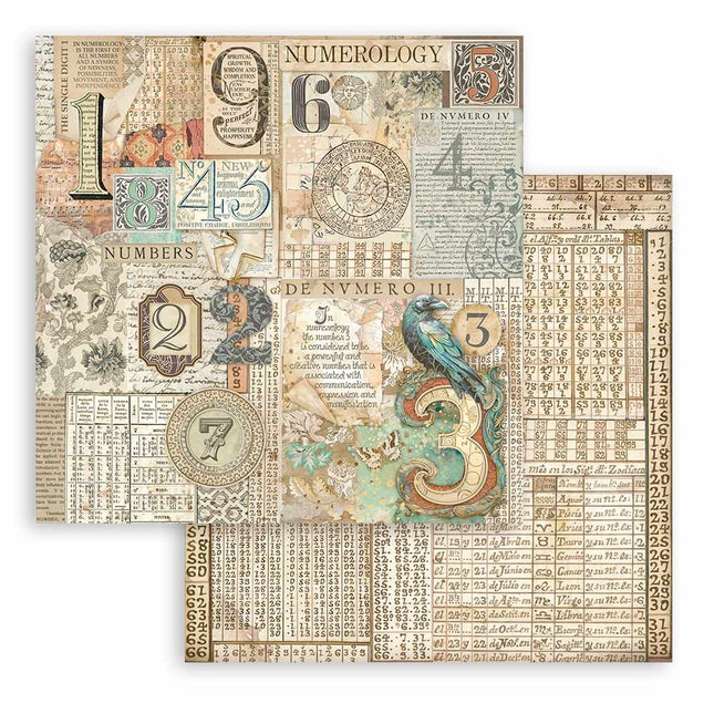 Papier de scrapbooking recto verso - Fortune chiffres