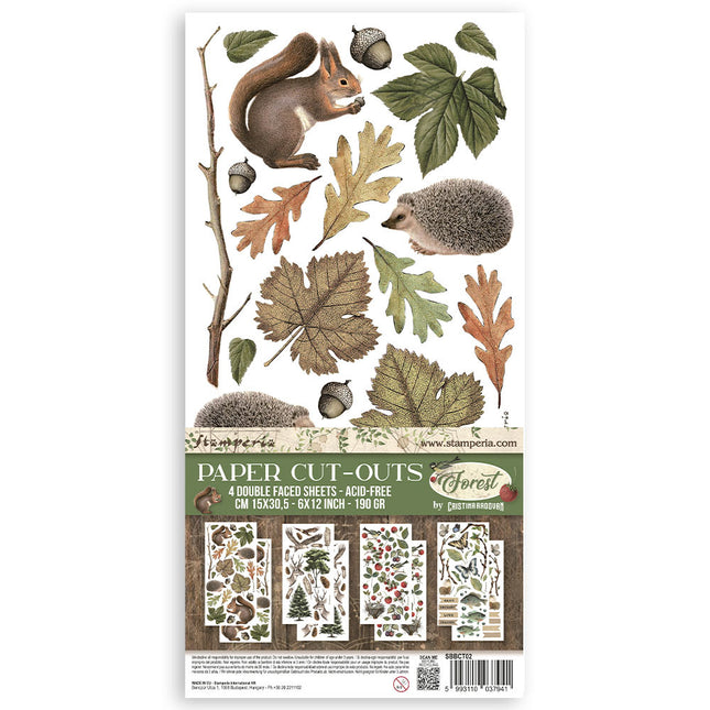 Découpes de papier double face - 4 feuilles cm. 15x30,5 - Forest