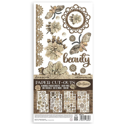Découpes en papier 2 double face -  4 feuilles cm. 15x30,5 - Vieille dentelle