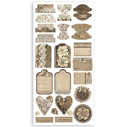 Découpes en papier 2 double face -  4 feuilles cm. 15x30,5 - Vieille dentelle