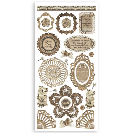 Découpes en papier 2 double face -  4 feuilles cm. 15x30,5 - Vieille dentelle