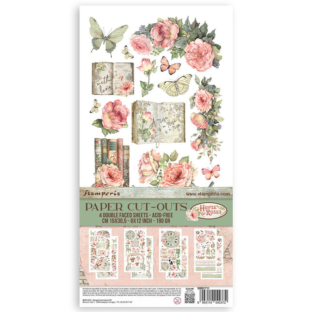 Découpes de papier 2 recto verso - 4 feuilles cm. 15x30,5 - House of Roses