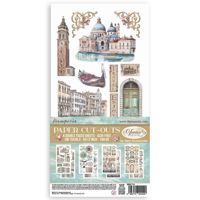 Découpes de papier 2 double face - 4 feuilles de 15x30,5 cm - Venice City of Art