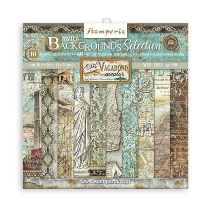 Bloc de papiers Sir Vagabond Aviator Backgrounds Selection - 30,5x30,5 cm - 10 feuilles