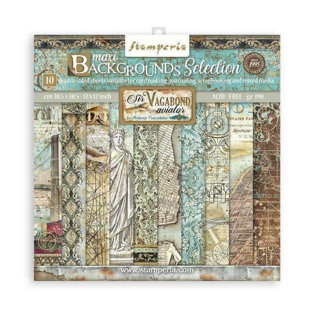 Bloc de papiers Sir Vagabond Aviator Backgrounds Selection - 30,5x30,5 cm - 10 feuilles