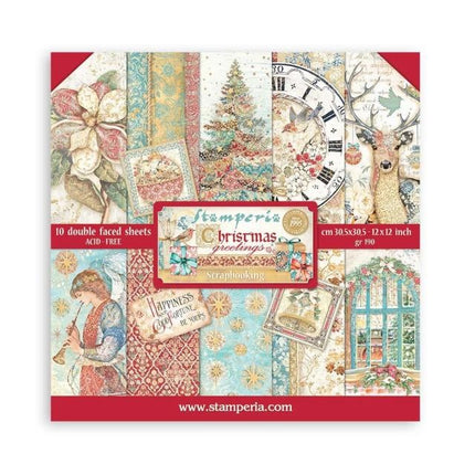 Paperpad Christmas Greetings - 30,5x30,5 cm - 10 vellen