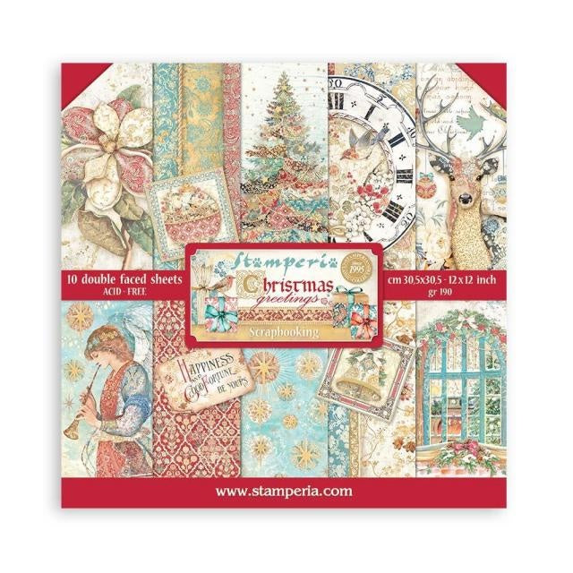 bloc de papiers Vœux de Noël - 30,5x30,5 cm - 10 feuilles