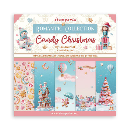 bloc de papiers Candy Christmas - 30,5x30,5 cm - 10 feuilles
