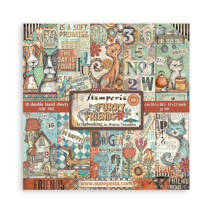 Paperpad Furry Friends - 30,5x30,5 cm - 10 vellen