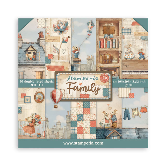 Bloc de scrapbooking 10 feuilles cm 30,5x30,5 (12"x12") - Famille