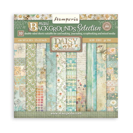 Bloc de scrapbooking, 10 feuilles cm 30,5x30,5 (12"x12"), sélection de fonds Daisy Art