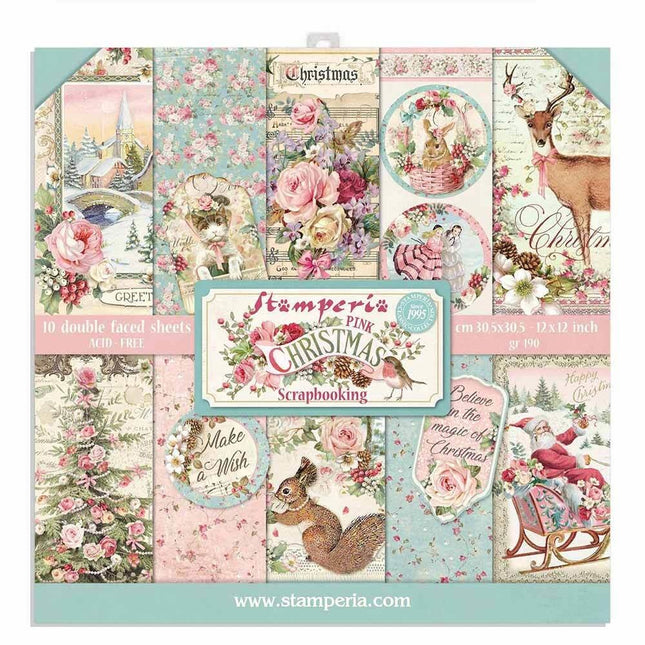 Bloc de papiers Pink Christmas - 30,5x30,5 cm - 10 feuilles