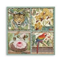 Papier de scrapbooking recto verso - Amazonia étiquettes carrées
