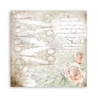 Papier de scrapbooking double face - Fils romantiques ciseaux