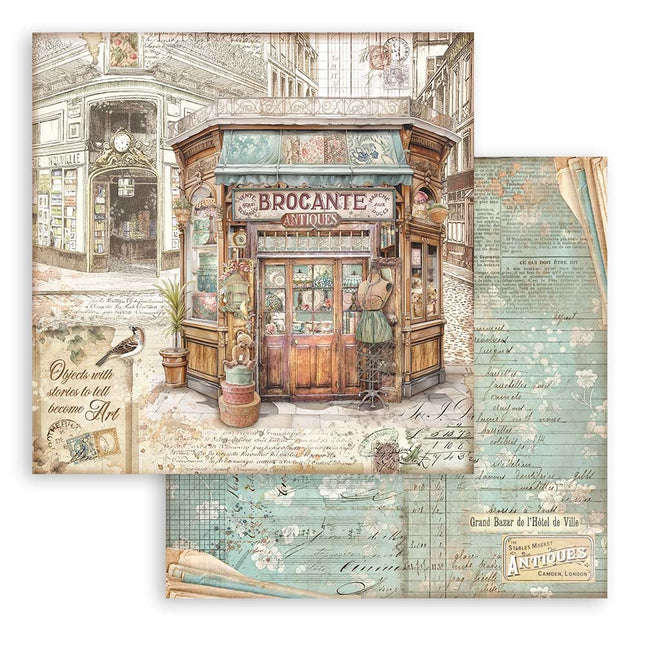 Bloc de papiers Brocante Antiques - 20,3x20,3 cm - 10 feuilles