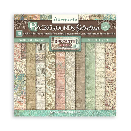 Paperpad Brocante Antiques Backgrounds Selection - 20,3x20,3 cm - 10 vellen