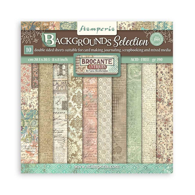 Paperpad Brocante Antiques Backgrounds Selection - 20,3x20,3 cm - 10 vellen