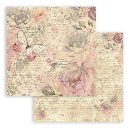 Bloc de papiers Shabby Rose - 20,3x20,3 cm - 10 feuilles