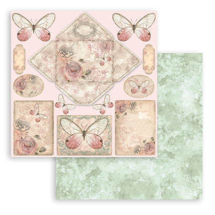 Bloc de papiers Shabby Rose - 20,3x20,3 cm - 10 feuilles