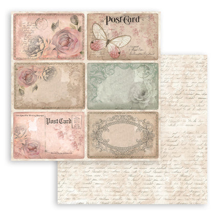 Bloc de papiers Shabby Rose - 20,3x20,3 cm - 10 feuilles