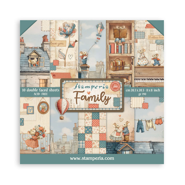 Scrapbooking Small Pad 10 sheets cm 20,3X20,3 (8"X8") - Family