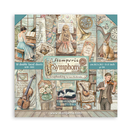 Bloc imprimé de scrapbooking pour loisirs créatifs 10 feuilles cm 20,3X20,3 (8"X8") - Symphony