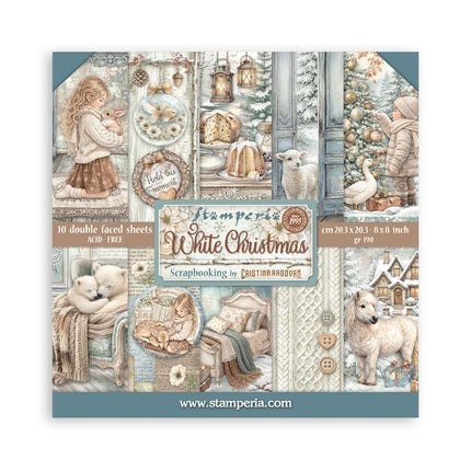 Bloc de scrapbooking imprimé pour loisirs créatifs 10 feuilles cm 20,3X20,3 (8"X8") - White Christmas