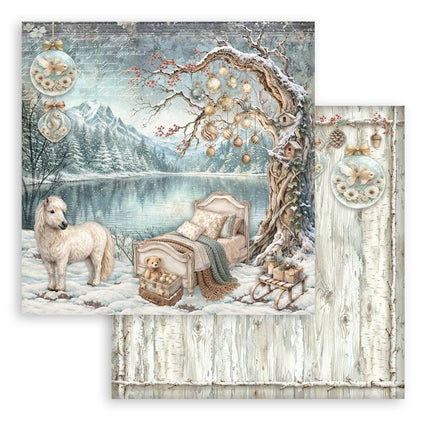 Bloc de scrapbooking imprimé pour loisirs créatifs 10 feuilles cm 20,3X20,3 (8"X8") - White Christmas