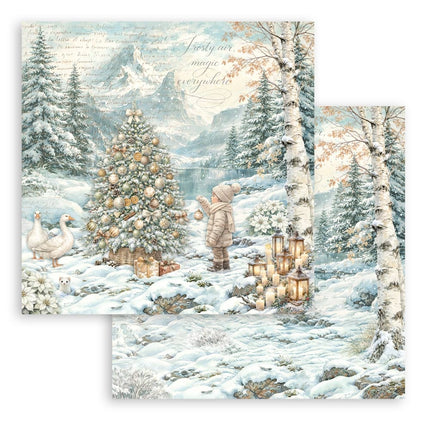 Bloc de scrapbooking imprimé pour loisirs créatifs 10 feuilles cm 20,3X20,3 (8"X8") - White Christmas