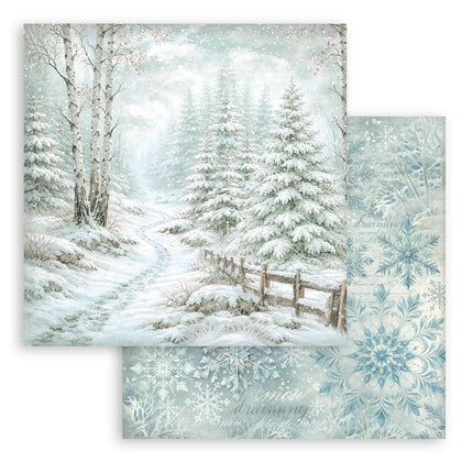 Bloc de scrapbooking imprimé pour loisirs créatifs 10 feuilles cm 20,3X20,3 (8"X8") arrière-plans - White Christmas